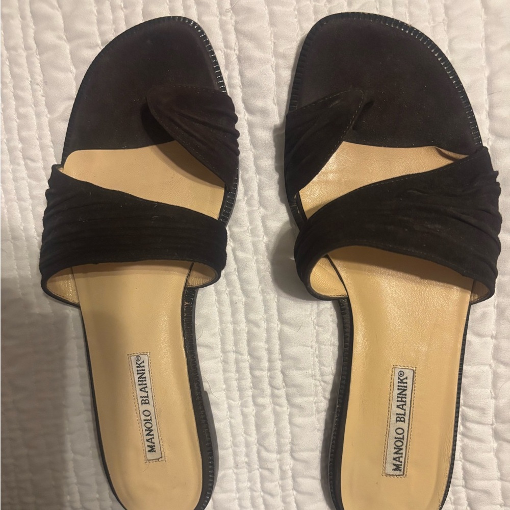Manolo Blahnik Brown Sandals with Twisted Straps